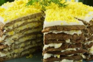 Печеночный торт из говяжьей печени классический